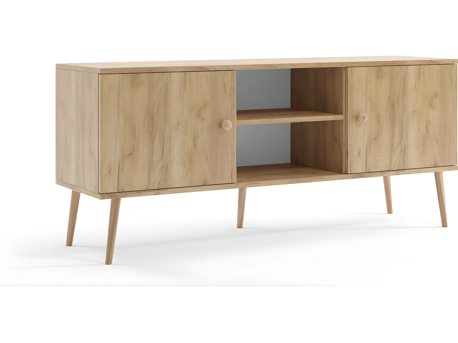 Meuble TV MALIBO 150 cm 2 portes chêne craft doré