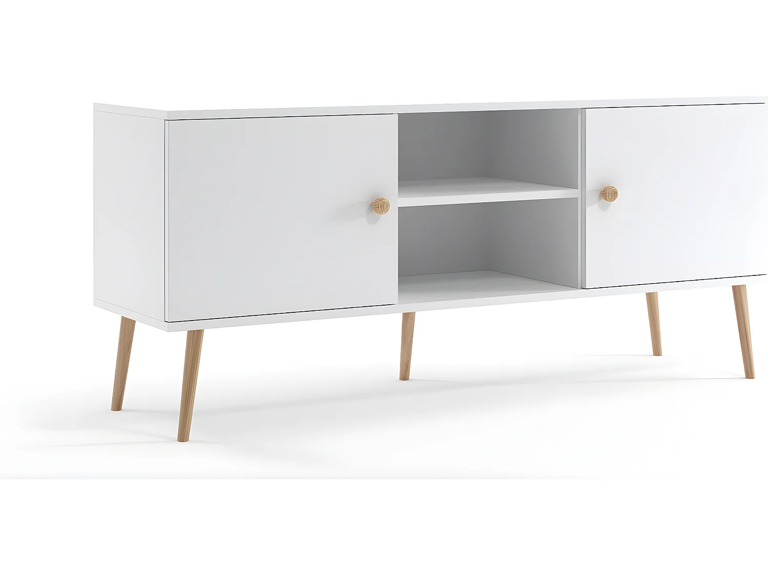 Meuble TV MALIBO 150 cm 2 portes blanc mat