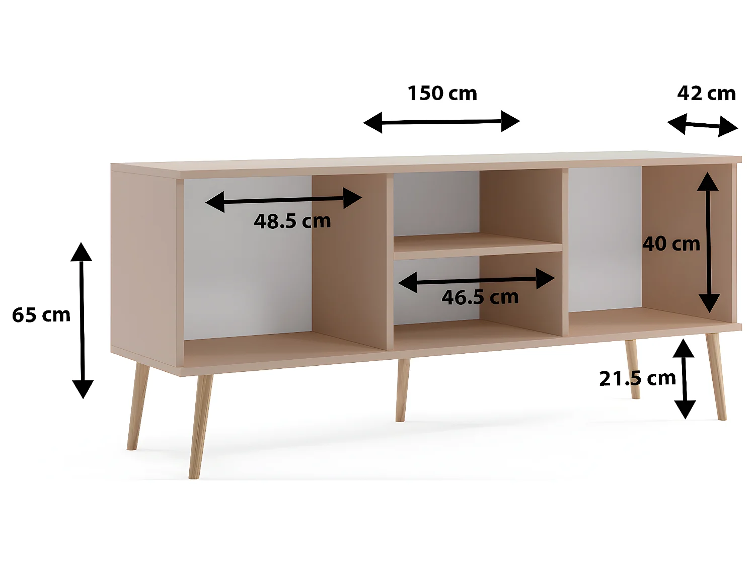 Meuble TV MALIBO 150 cm 2 portes blanc mat