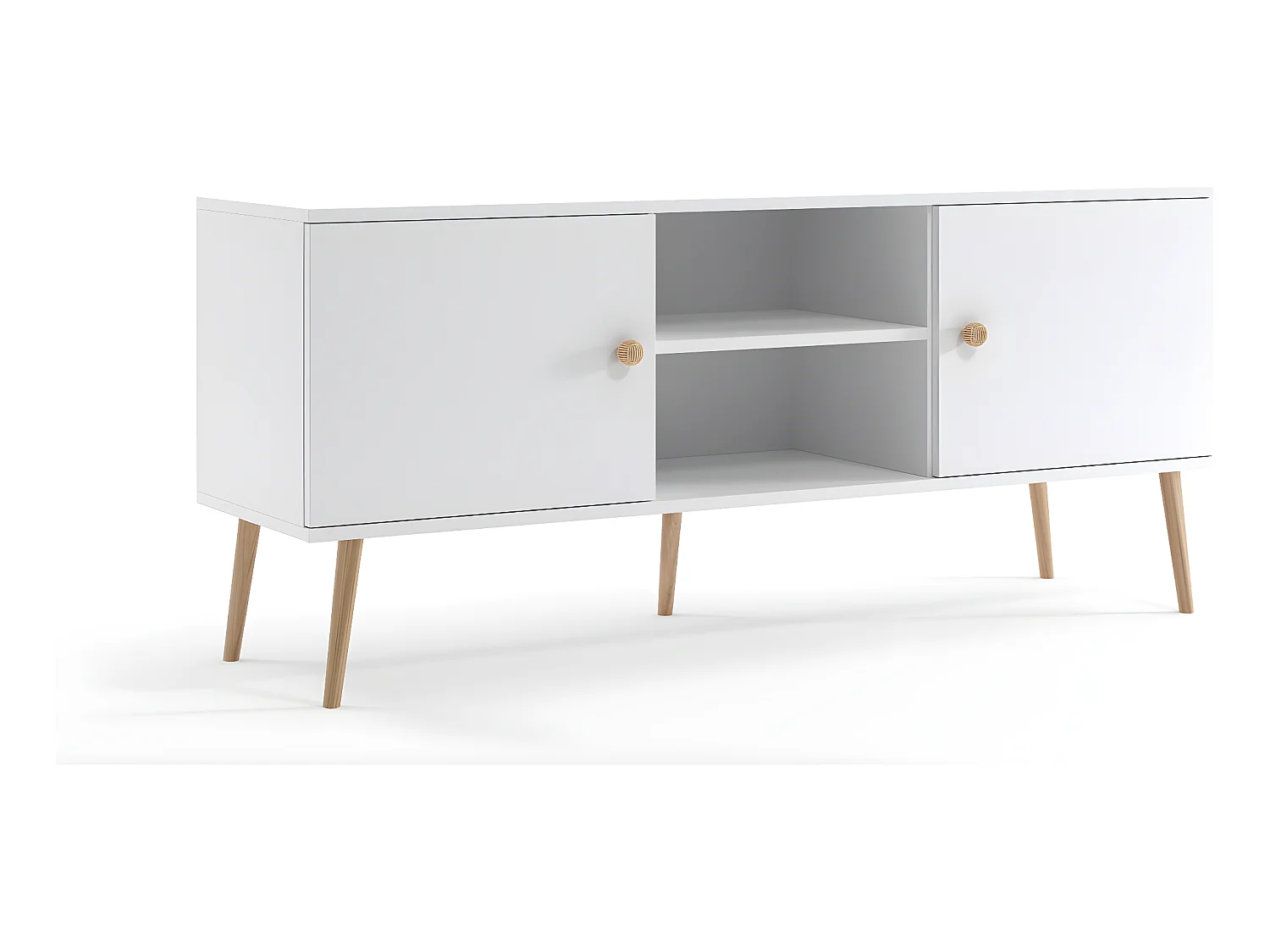 Meuble TV MALIBO 150 cm 2 portes blanc mat