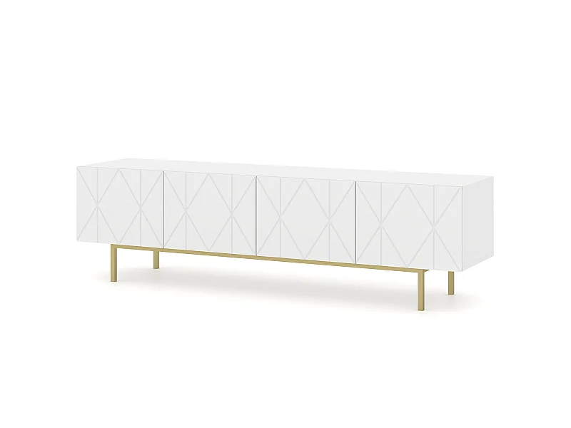 TV Schrank KAIRO 180 cm 4D gefräst Weiß Matt