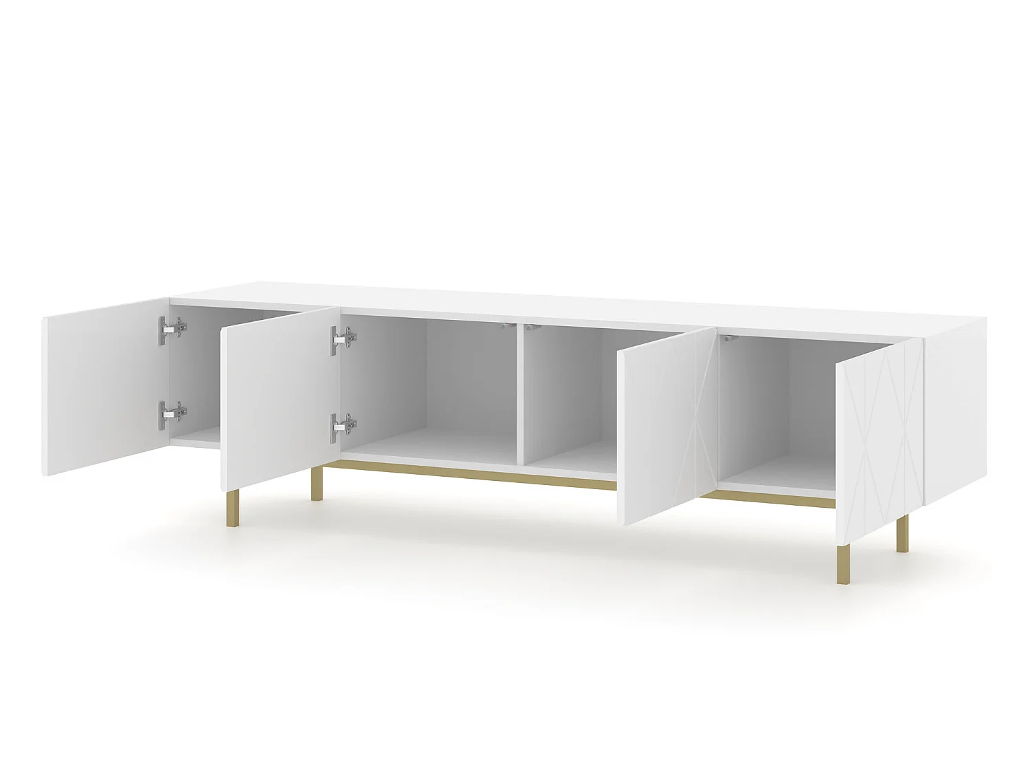 Mueble de TV KAIRO 180 cm 4D fresado blanco mate