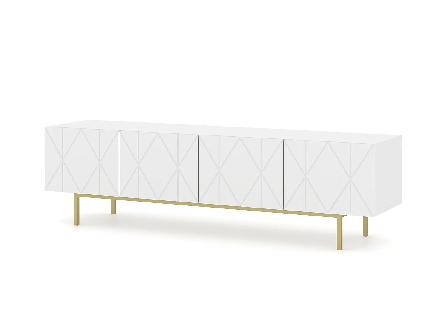 TV-meubel KAIRO 180 cm 4D gefreesd mat wit