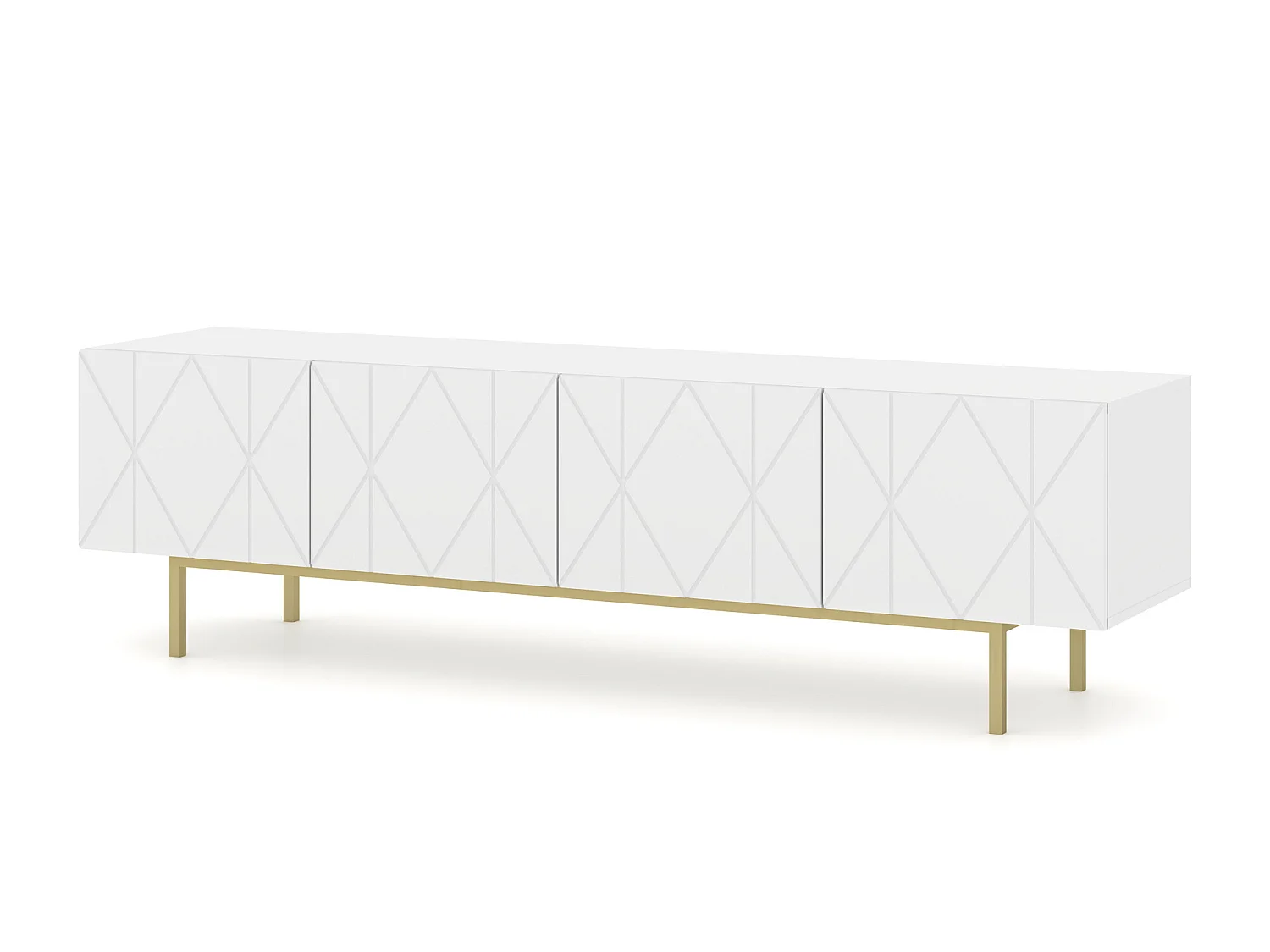 Meuble TV KAIRO 180 cm 4D fraisée blanc mat