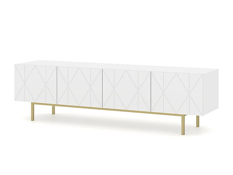 TV-meubel KAIRO 180 cm 4D gefreesd mat wit