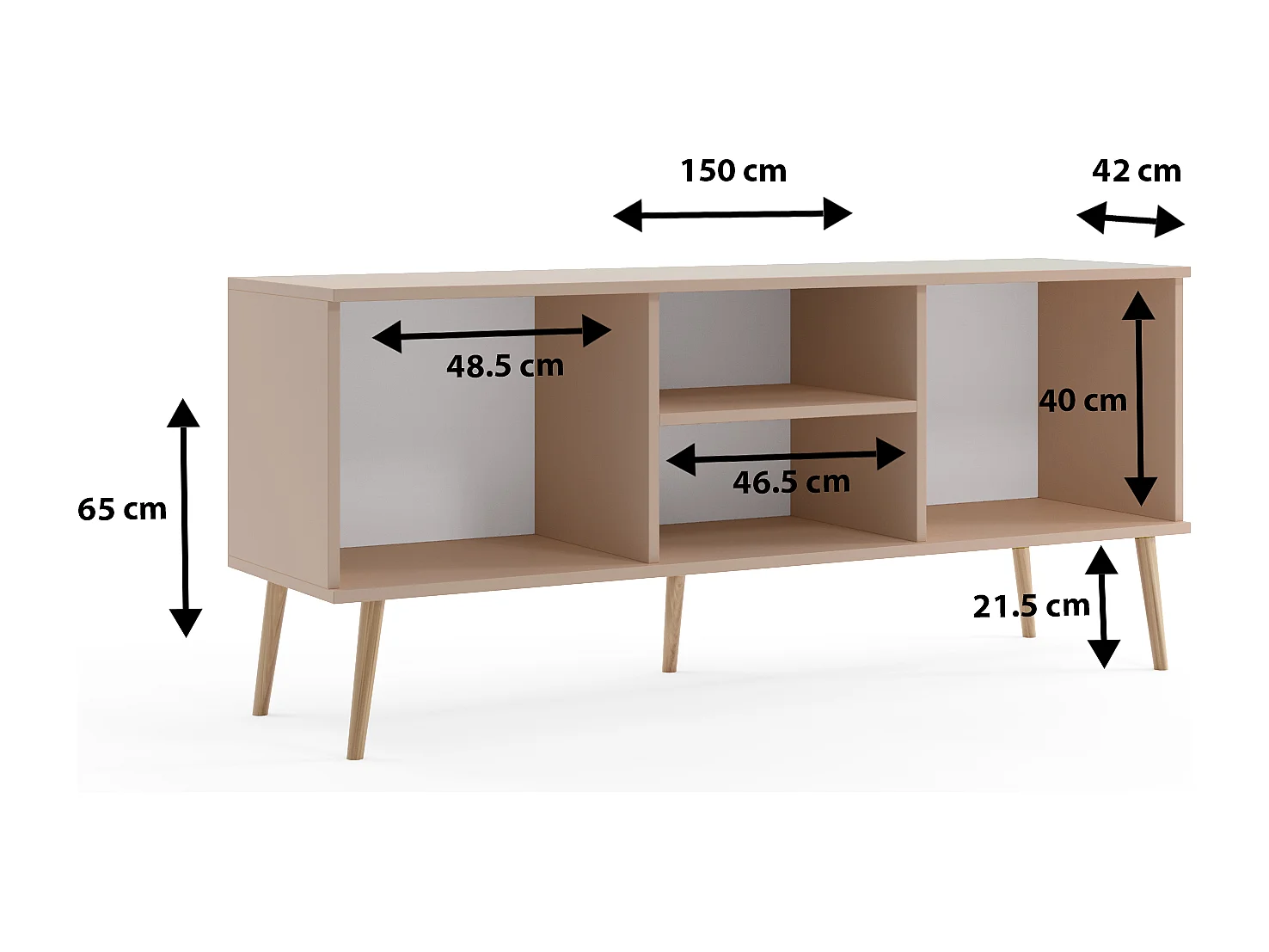 Meuble TV MALIBO 150 cm 2 portes rose