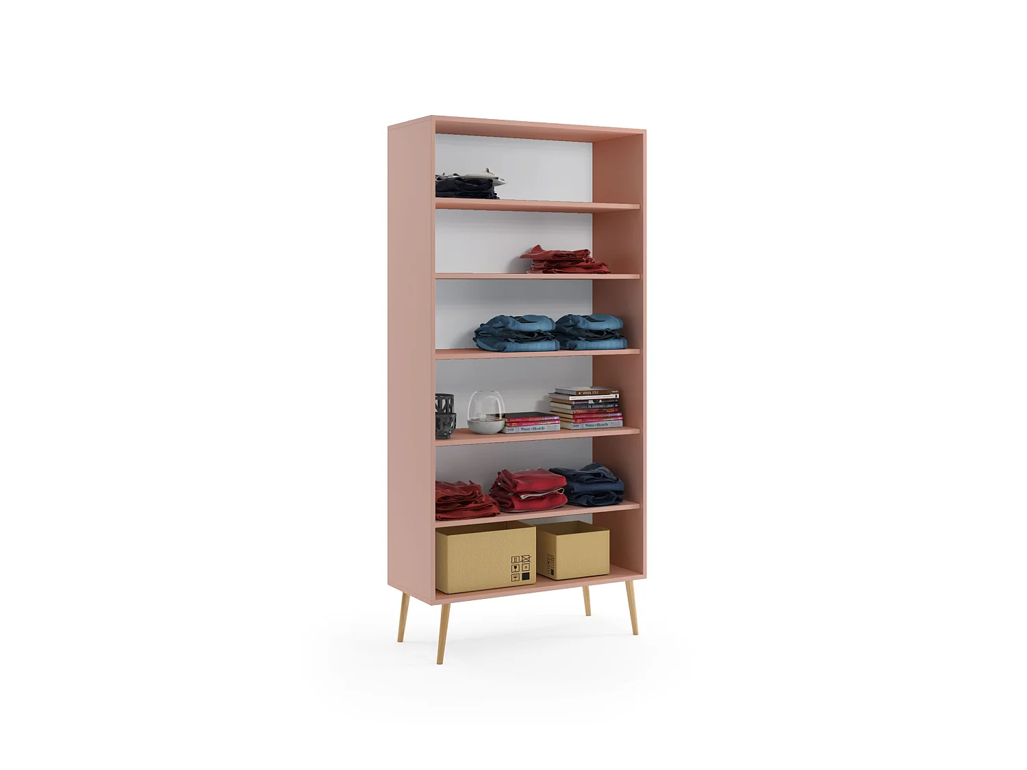 Armadio MALIBO 87 cm - 2 ante - 5 ripiani - rosa