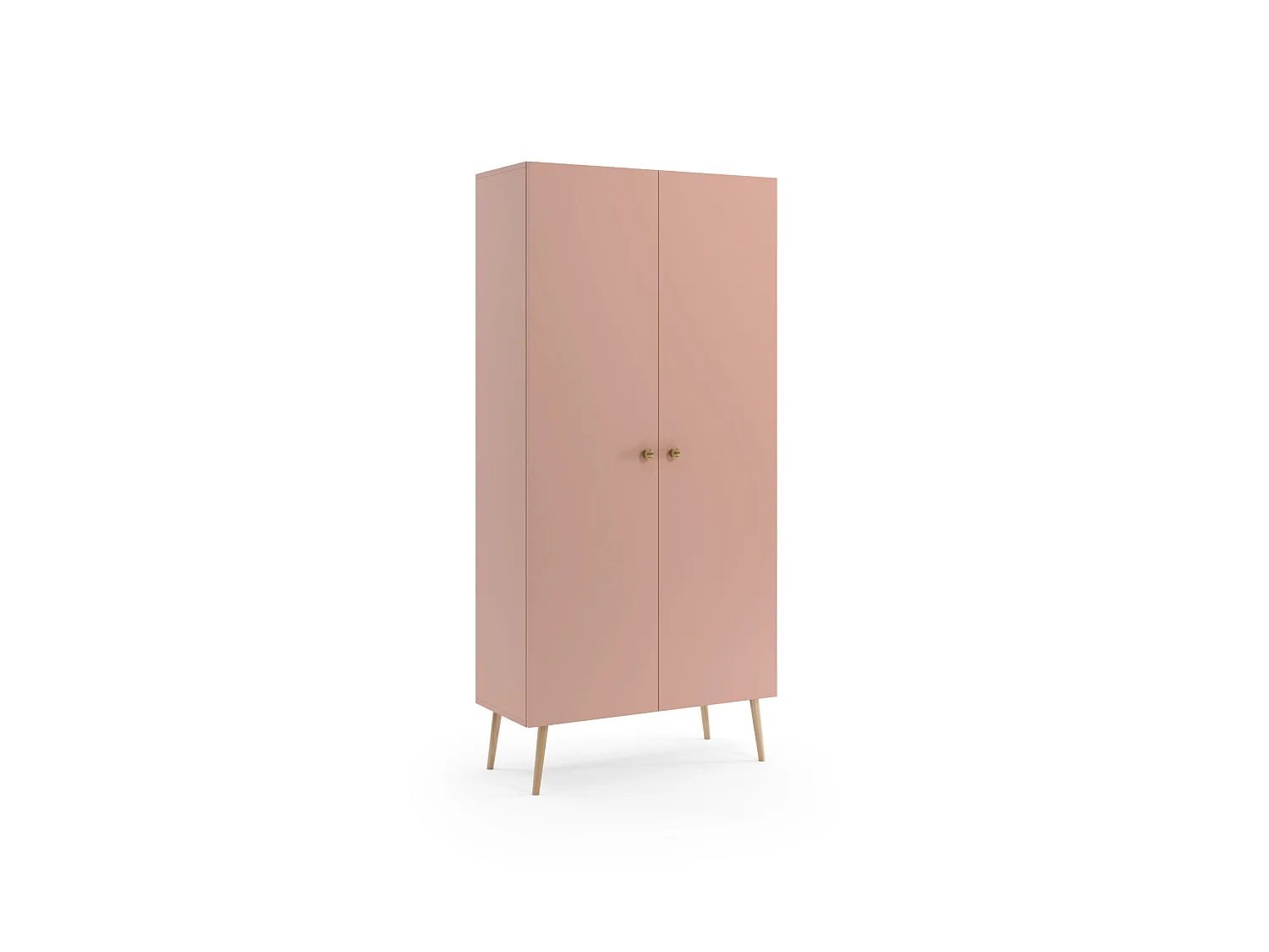 Armoire MALIBO 87 cm - 2 portes - 5 étagères - rose
