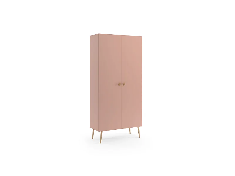 Armoire MALIBO 100 cm - 2 portes - 2 étagères tringle- rose
