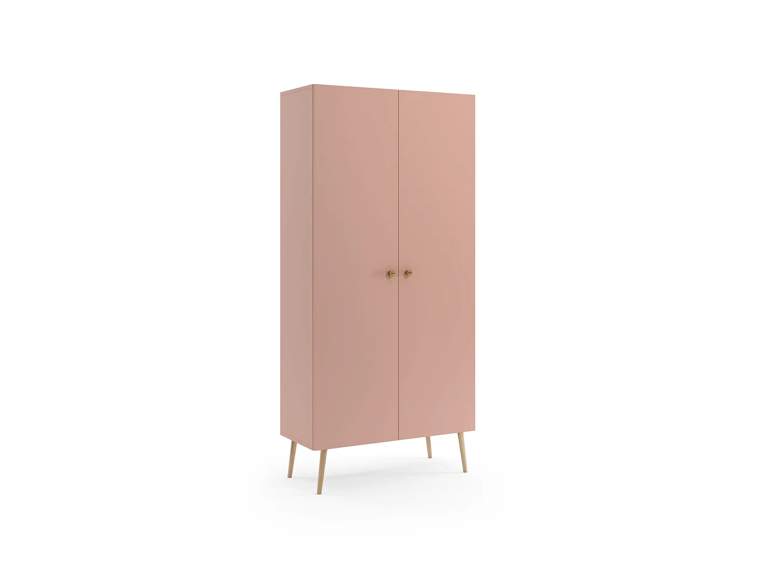 Armoire MALIBO 100 cm - 2 portes - 2 étagères tringle- rose