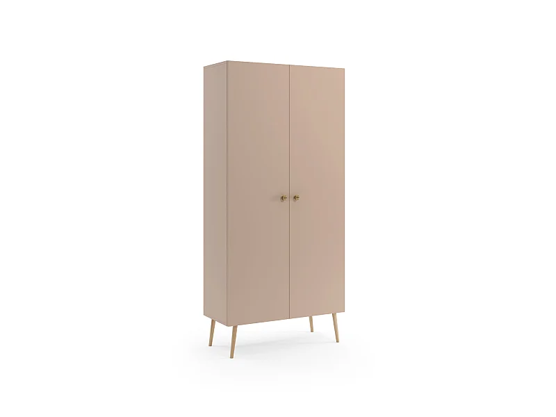 Armoire MALIBO 100 cm - 2 portes - 2 étagères tringle - macchiato