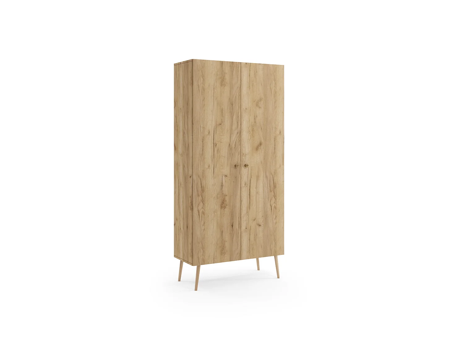 Armoire MALIBO 100 cm - 2 portes - 2 étagères tringle - chêne craft doré