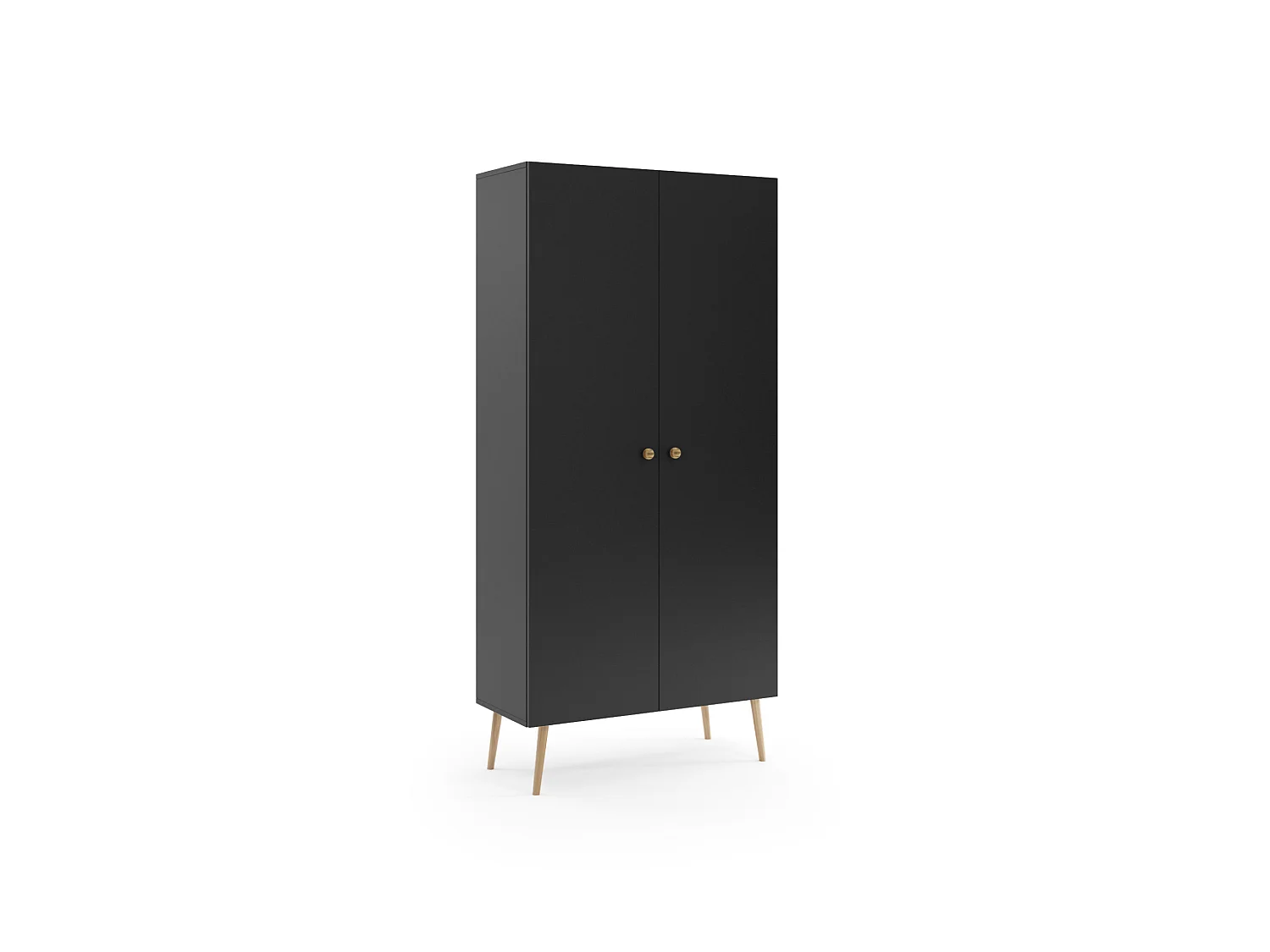 Armoire MALIBO 87 cm - 2 portes - 5 étagères - noir mat