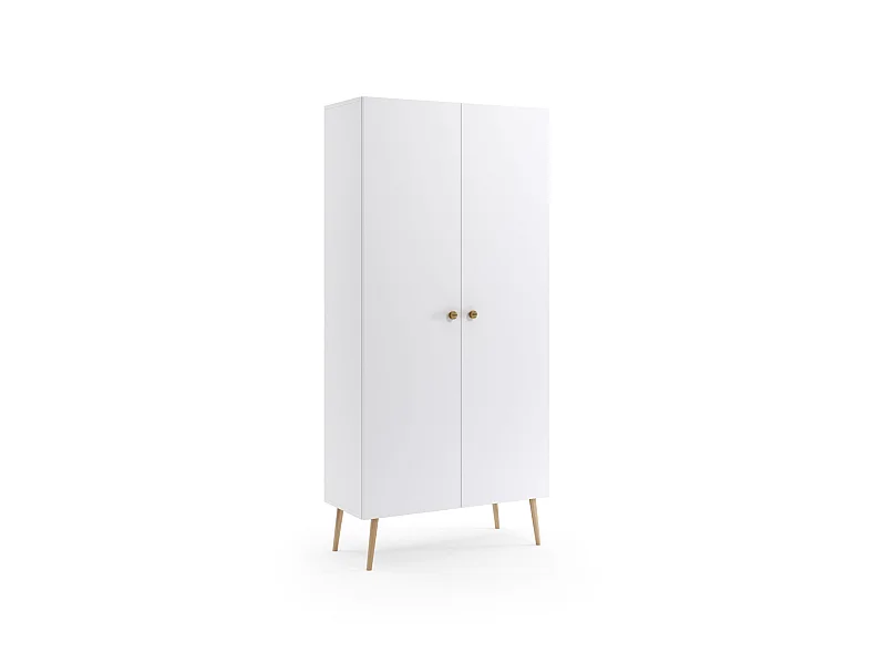Armoire MALIBO 87 cm - 2 portes - 5 étagères - blanc mat