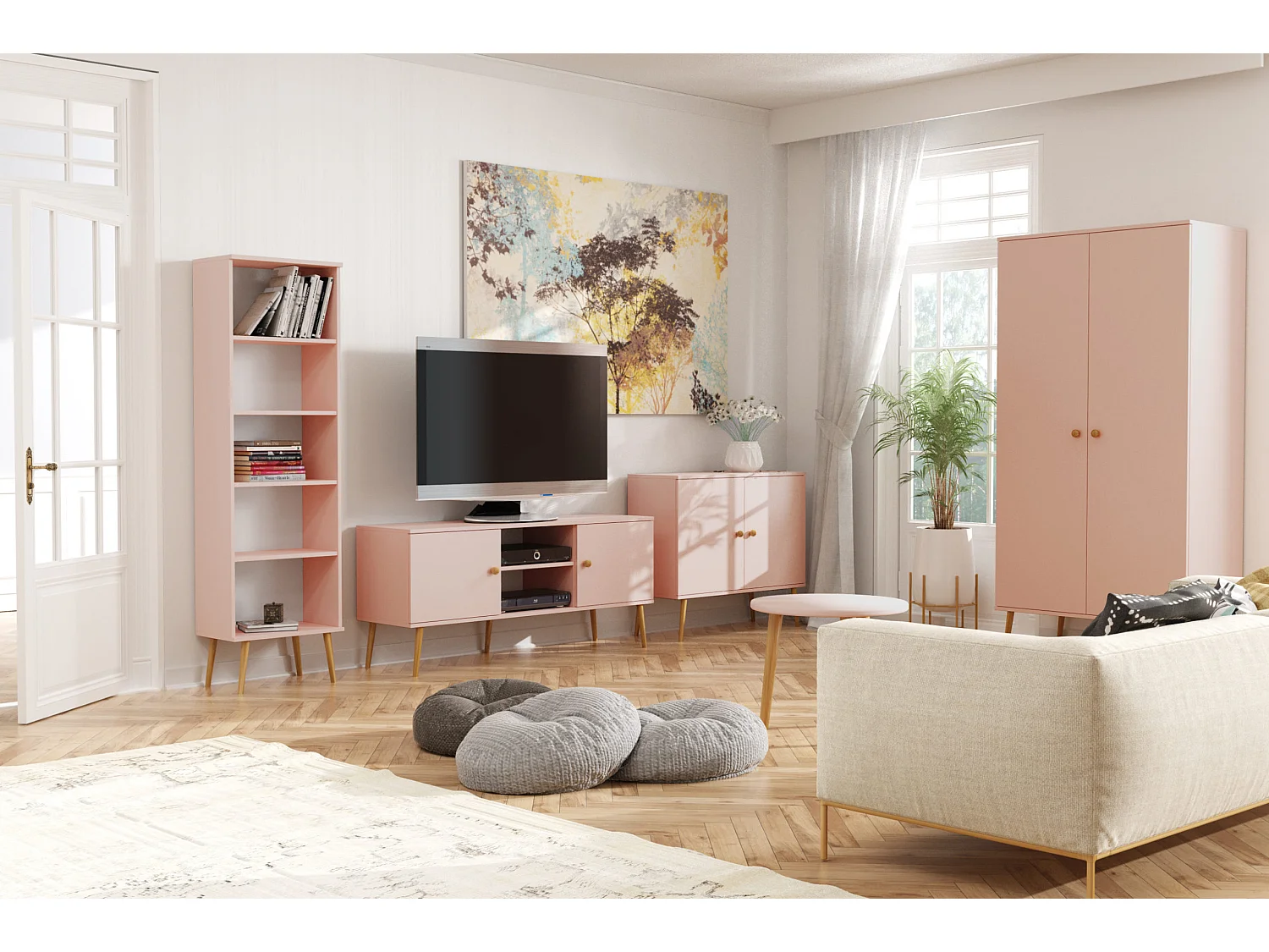 Tavolino MALIBO 60 cm rotondo rosa