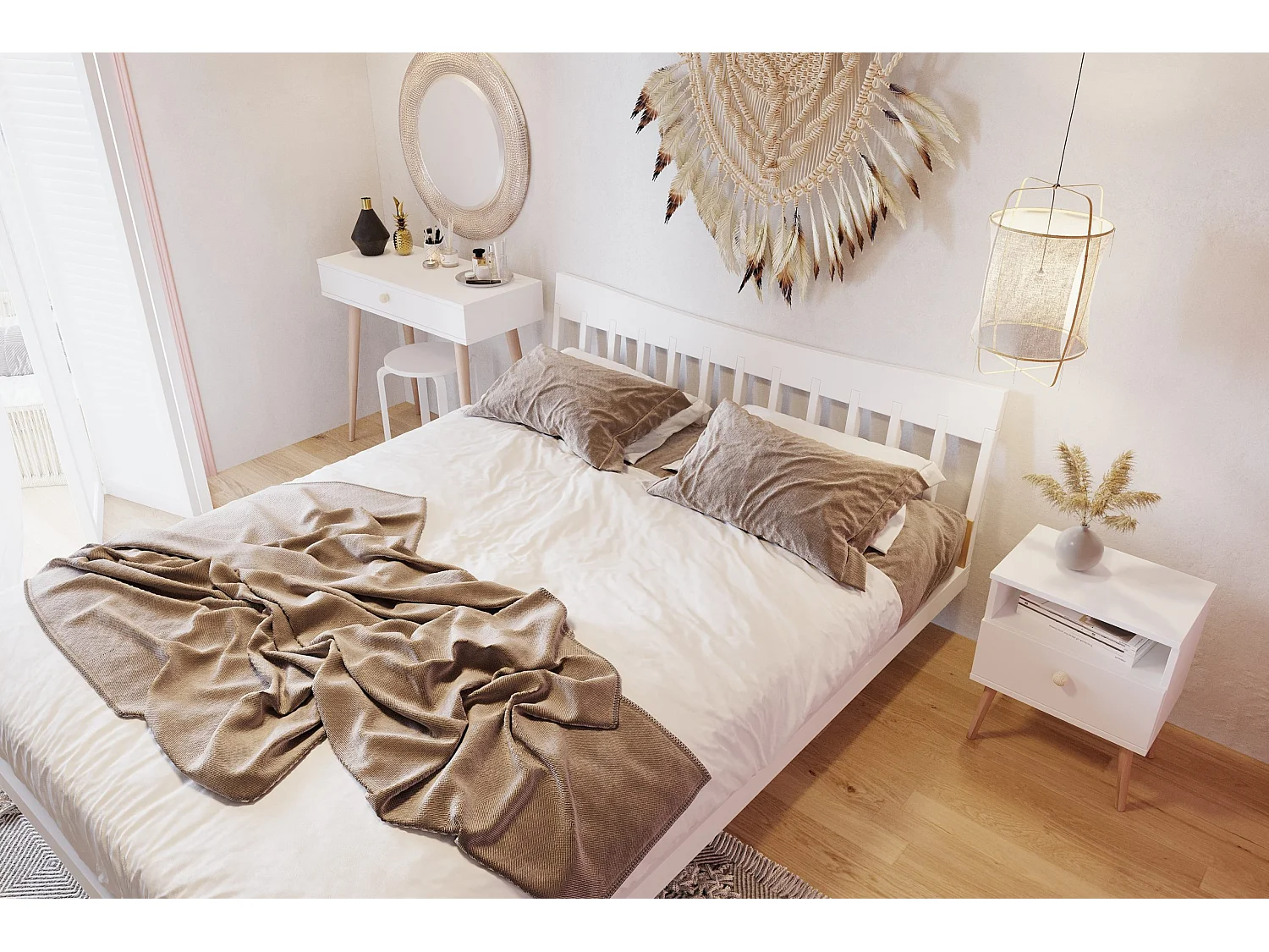 Coiffeuse MALIBO 90 cm avec tiroir blanc mat