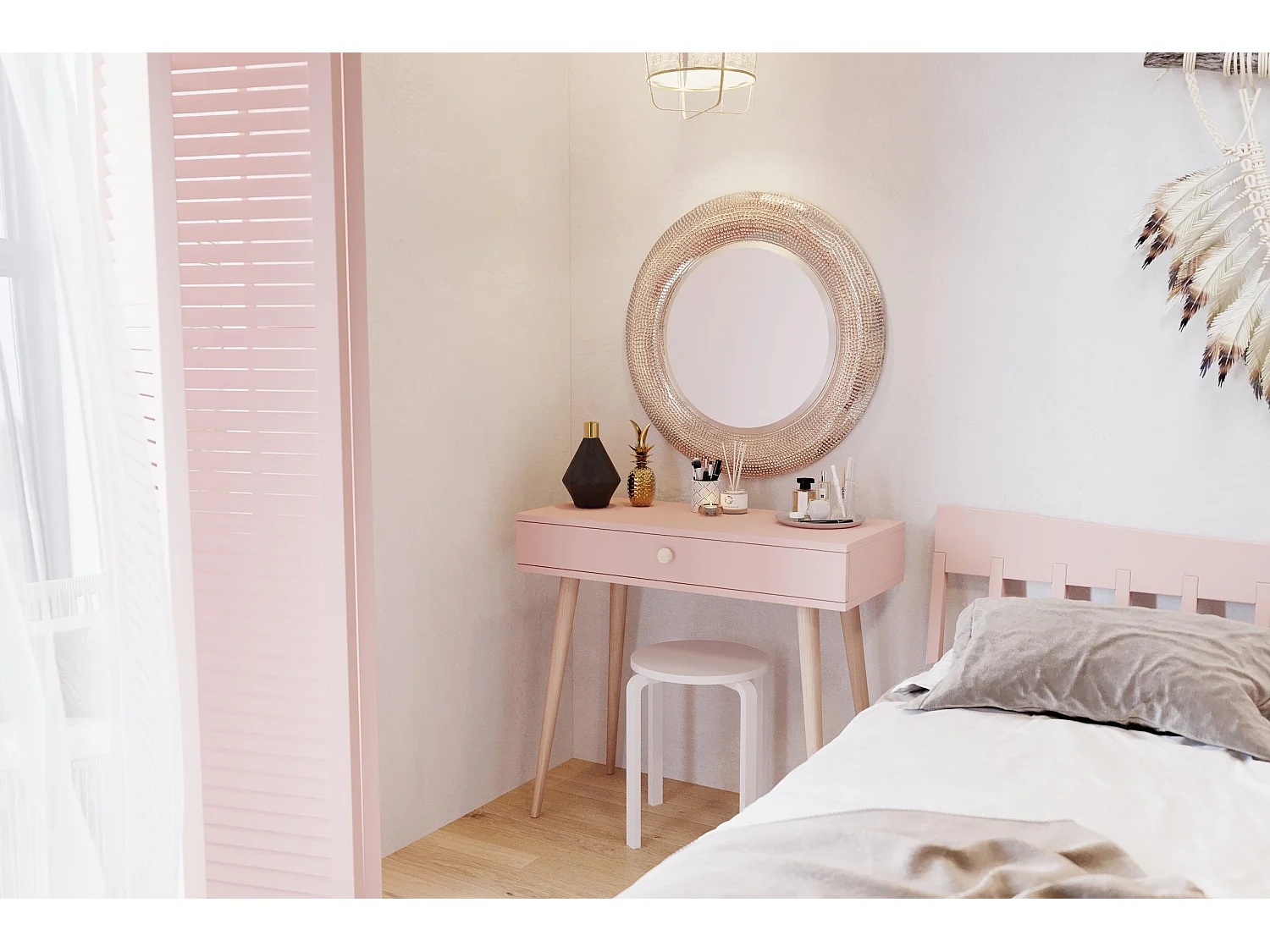 Toeletta MALIBO 90 cm con cassetto rosa