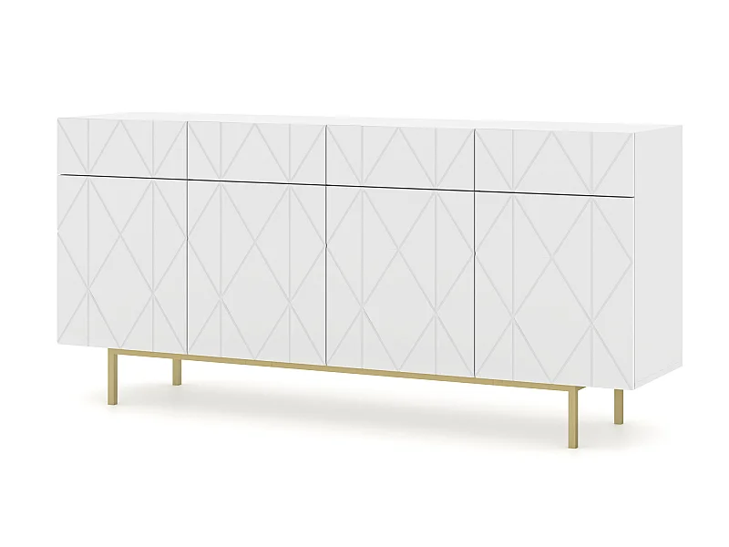 Kommode KAIRO 180 cm 4D4S gefräst Weiß Matt