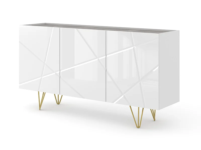 Ladenkast SPACE 160 cm 3D gefreesd glanzend wit / beton