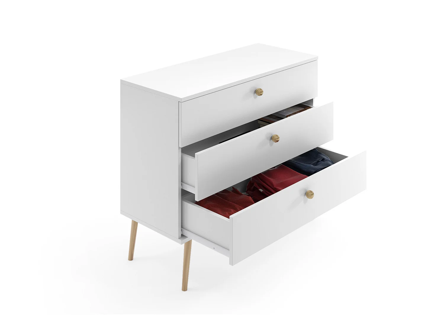Kommode MALIBO 100 cm 3S mit Schubladen Weiß Matt