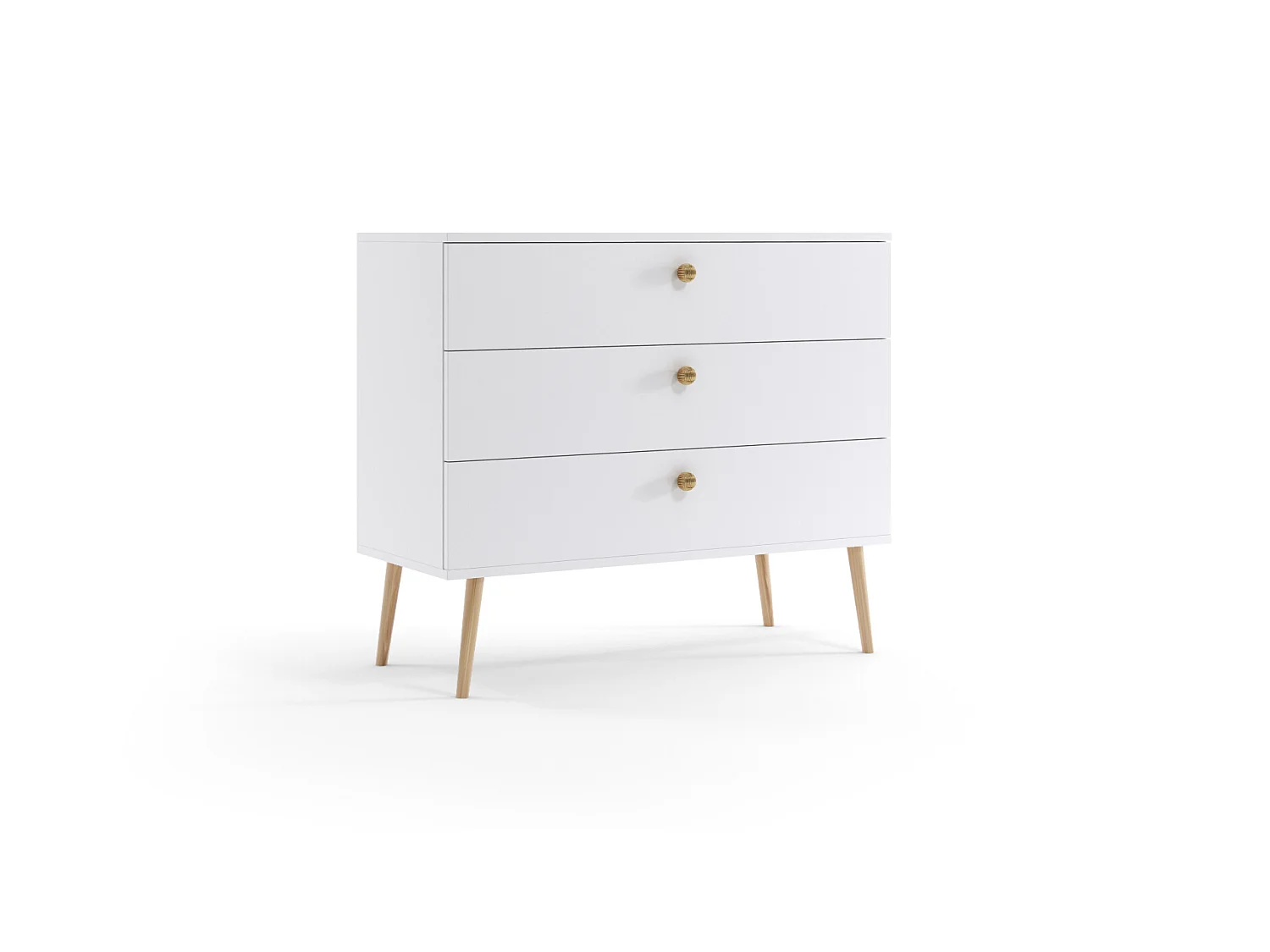 Commode MALIBO 100 cm 3S avec tiroirs blanc mat