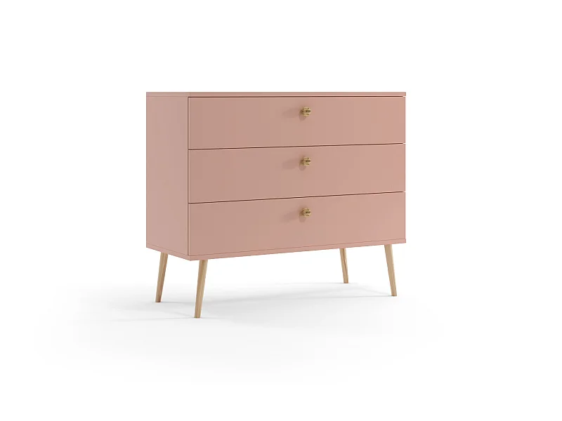 Comò MALIBO 100 cm 3S con cassetti rosa