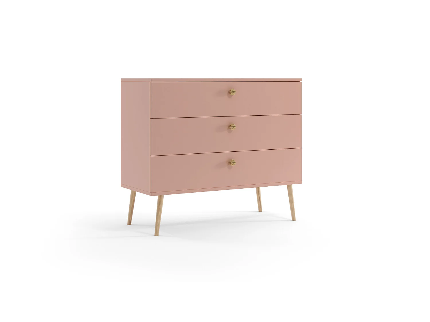 Commode MALIBO 100 cm 3S tiroirs tiroir rose