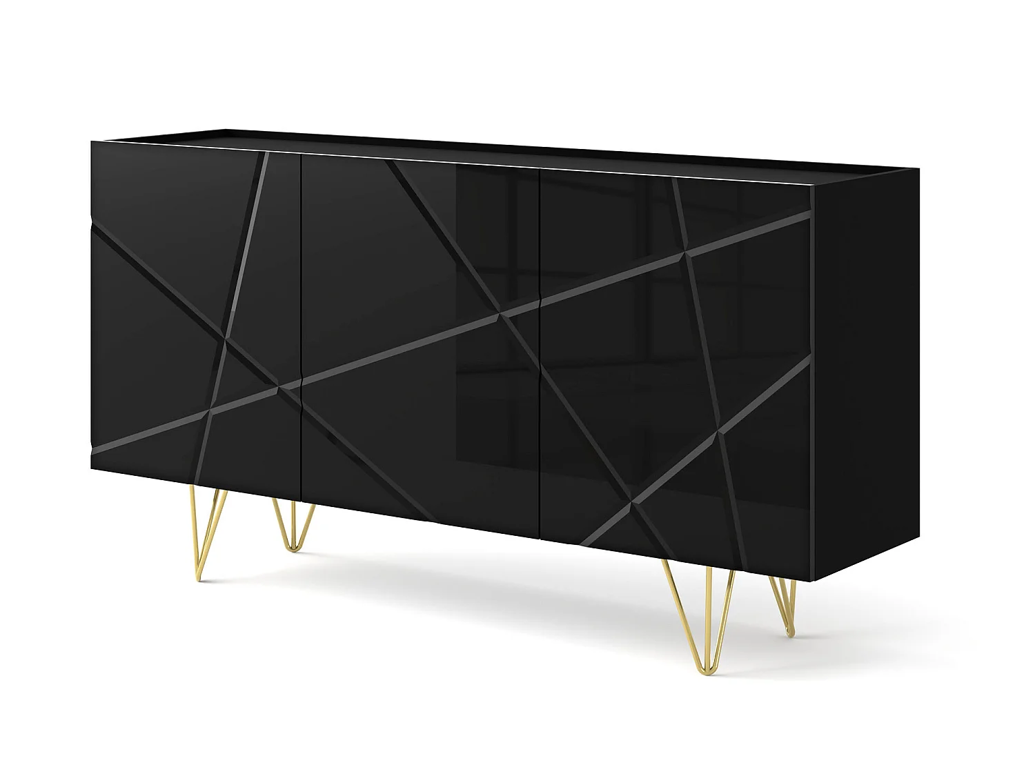 Comò SPACE 160 cm 3D fresato nero lucido