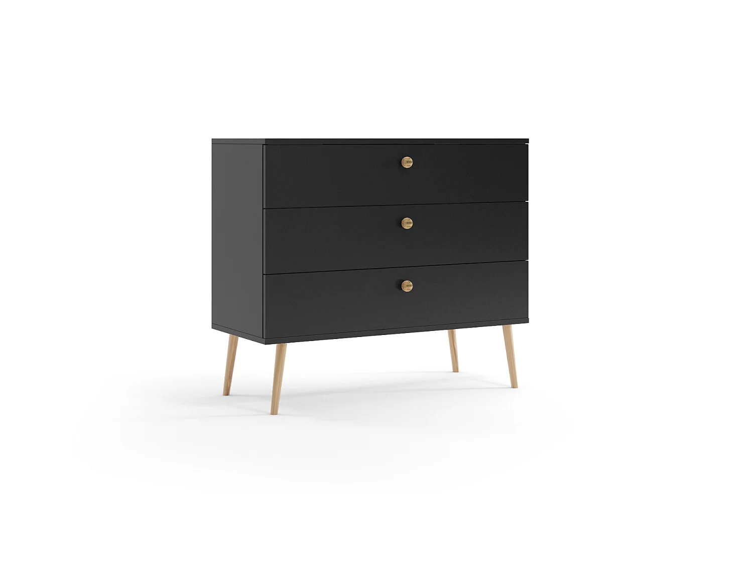 Commode MALIBO 100 cm 3S avec tiroirs noir mat