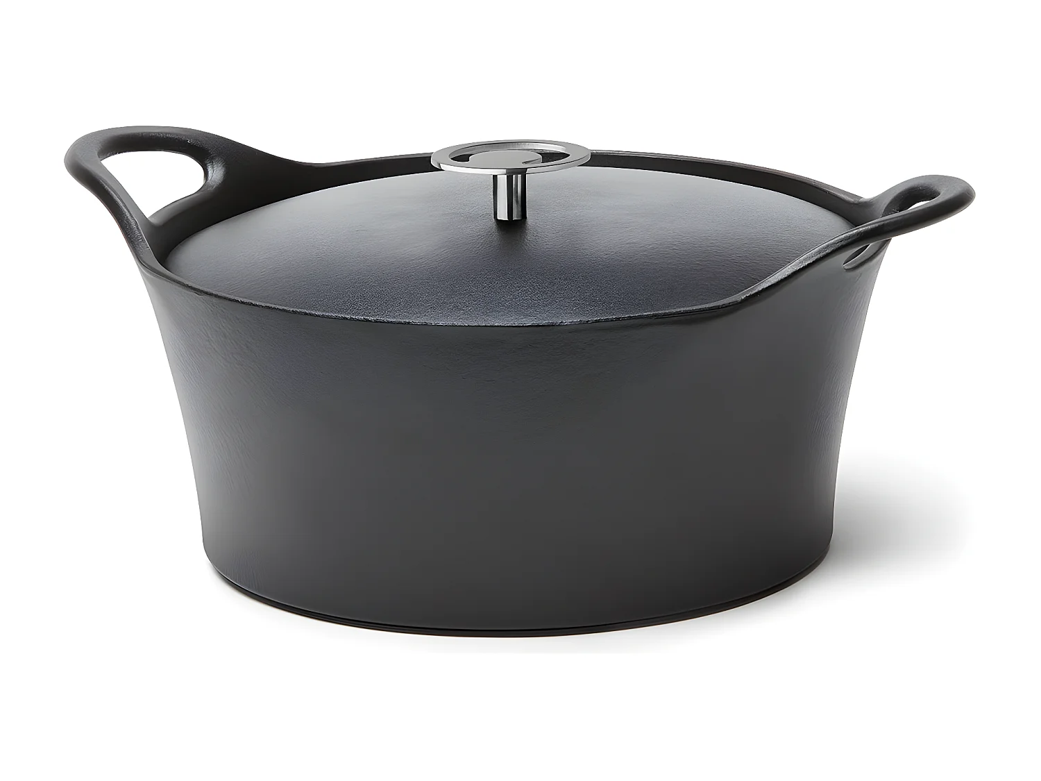 Volcan - Cocotte ronde 20cm fonte de fer émaillée noire avec couvercle