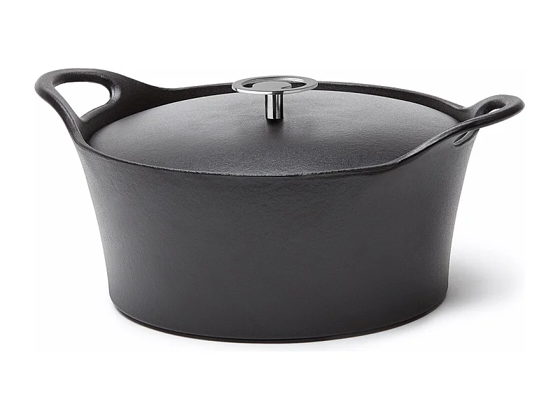 Volcan - Cocotte ronde 20cm fonte de fer émaillée noire avec couvercle