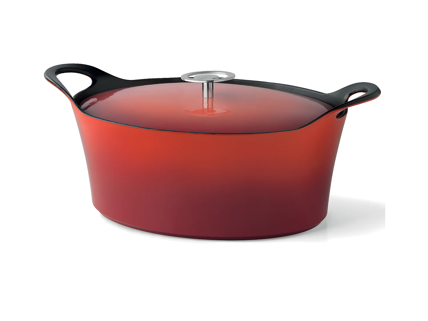 Volcan - Cocotte ovale 29cm fonte de fer émaillée rouge avec couvercle