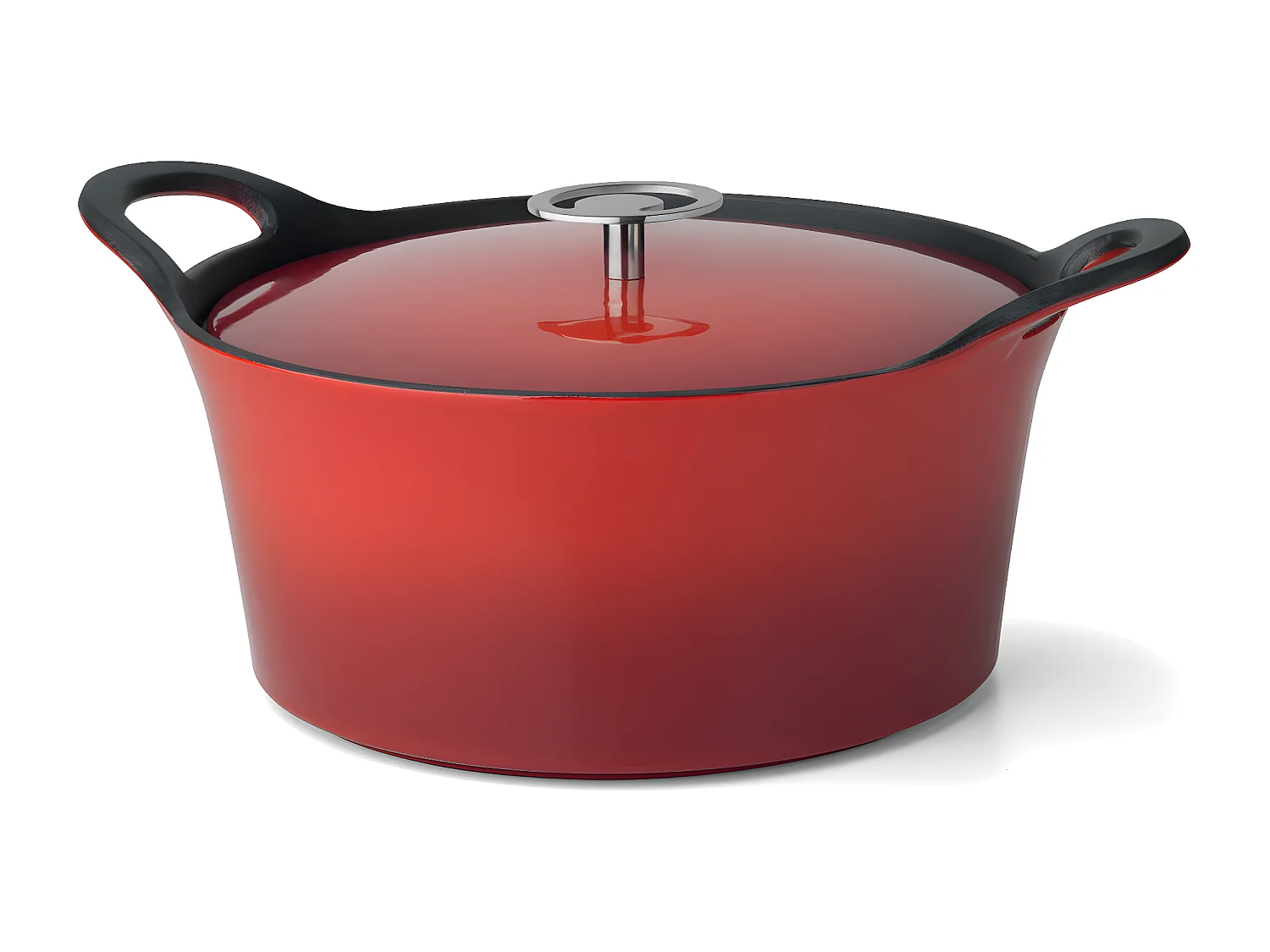 Volcan - Cocotte ronde 20cm fonte de fer émaillée rouge avec couvercle