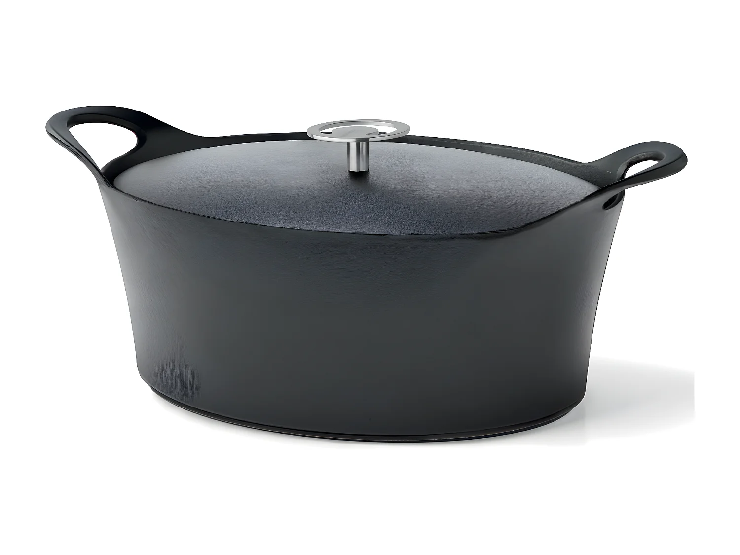 Volcan - Cocotte ovale 29cm fonte de fer émaillée noire avec couvercle