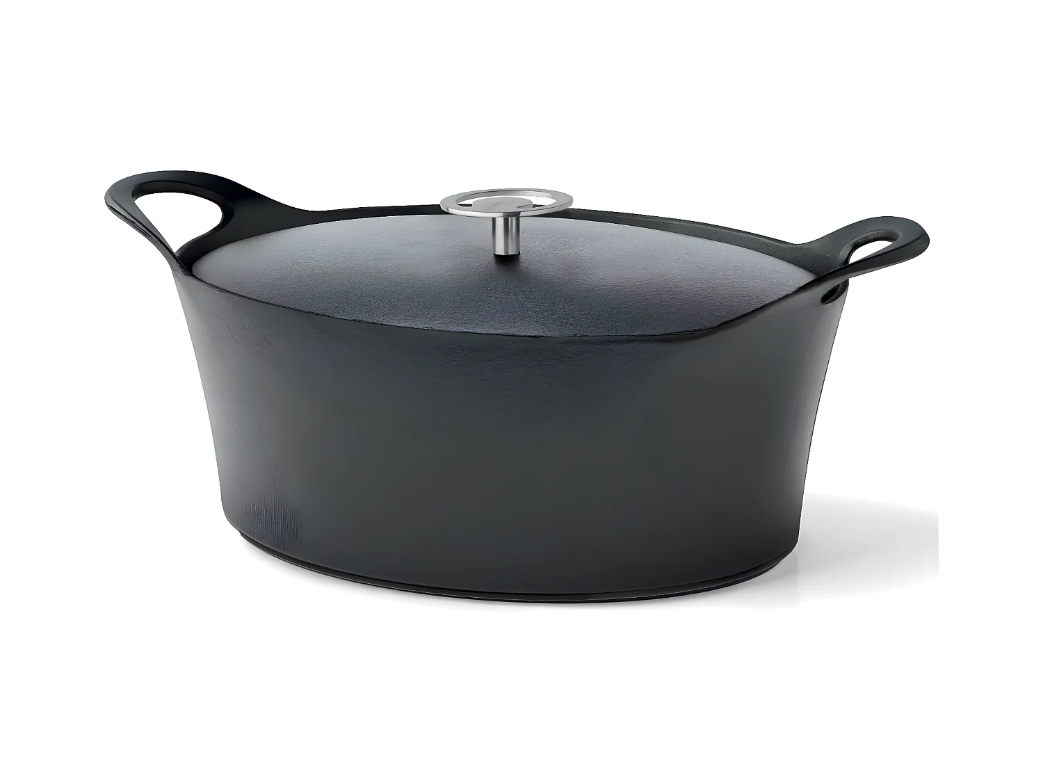 Volcan - Cocotte ovale 29cm fonte de fer émaillée noire avec couvercle