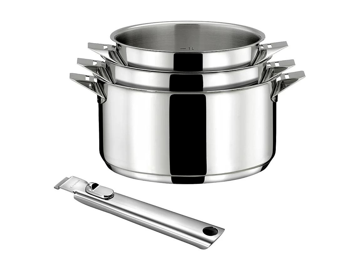 Eclipse - Série de 3 casseroles 16/18/20 cm inox avec poignée