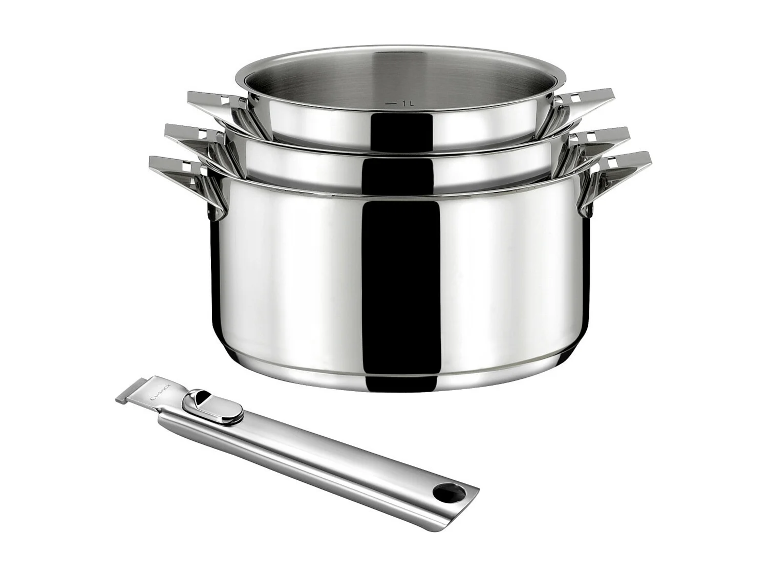 Eclipse - Série de 3 casseroles 16/18/20 cm inox avec poignée