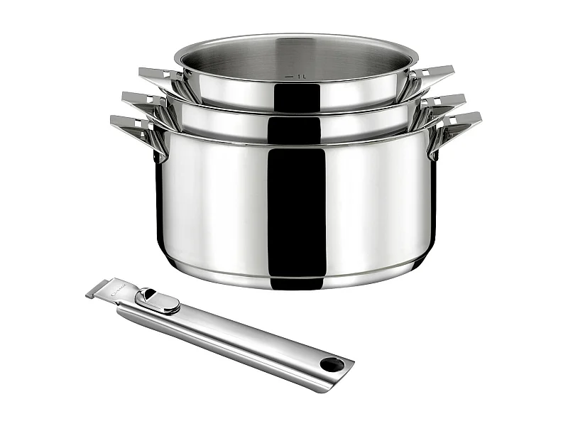 Eclipse - Série de 3 casseroles 16/18/20 cm inox avec poignée