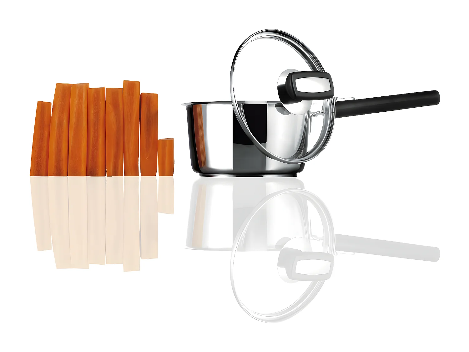 Malice - Série de 3 casseroles 16/18/20cm inox avec poignée noire