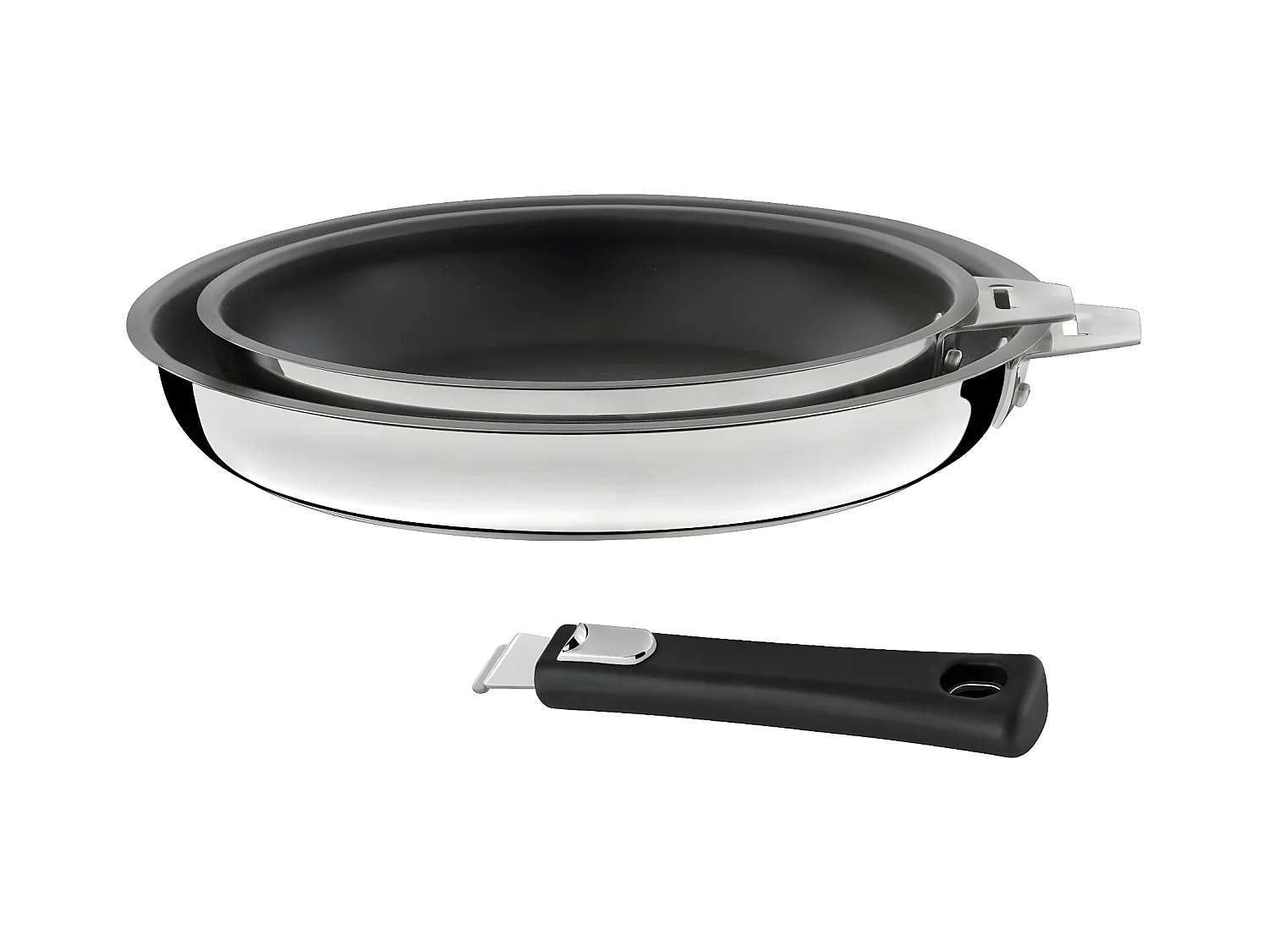 Malice - Série de 2 poêles 20/24cm inox revêtu avec poignée noire