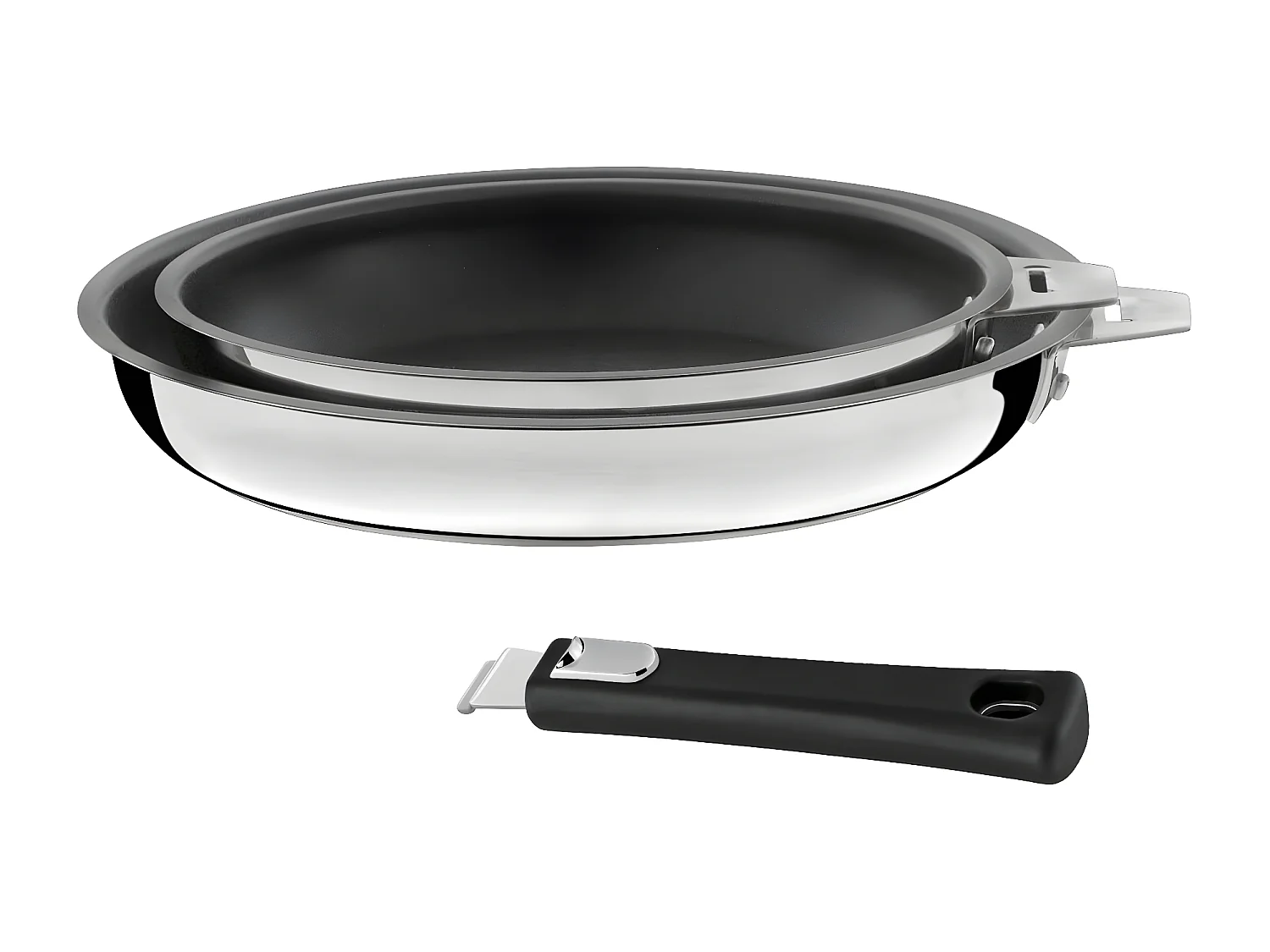 Malice - Série de 2 poêles 20/24cm inox revêtu avec poignée noire