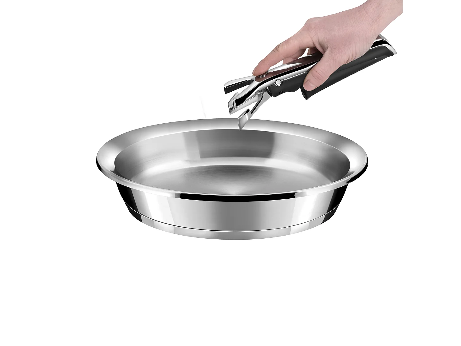 Ycône - Poêle 24 cm inox finition miroir avec poignée amovible