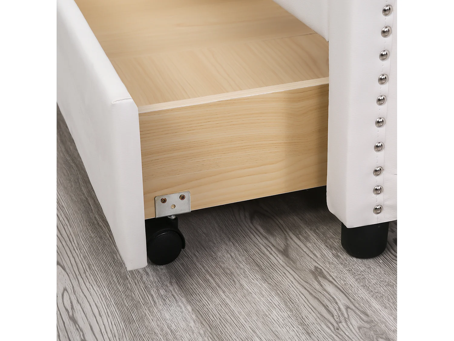 Cama con cabecero - 140 x 200 cm - 2 cajones - PU - somier de láminas - color blanco