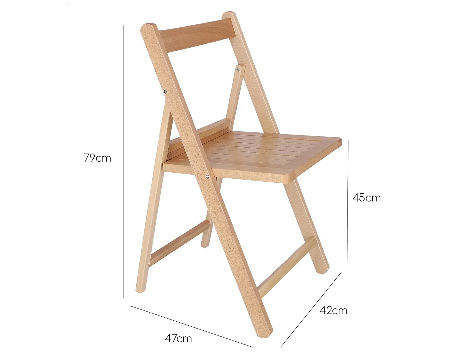 Chaise NORTE en bois de hêtre, finition vernis, 43x47x79 cm