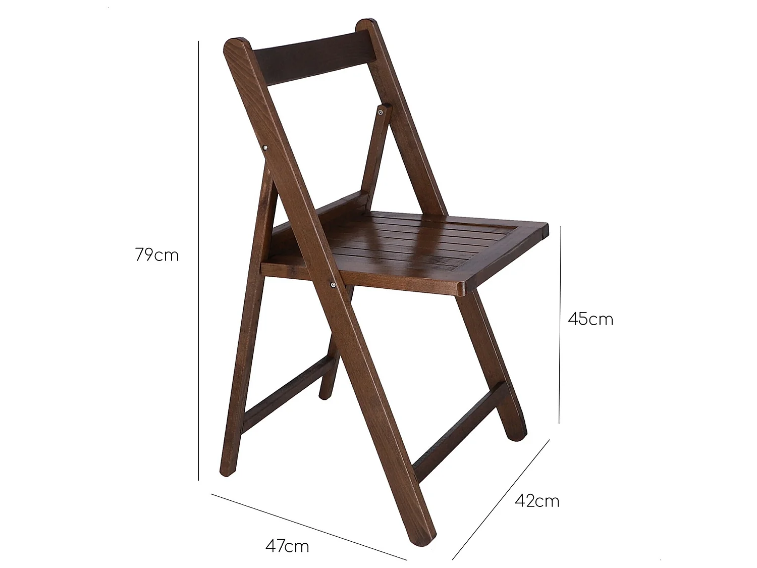 Chaise NORTE en bois de hêtre, finition noyer, 43x47x79 cm