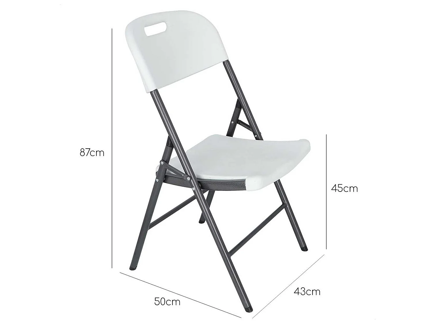 Chaise de restauration avec structure métallique, finition blanche, 45x53x87 cm