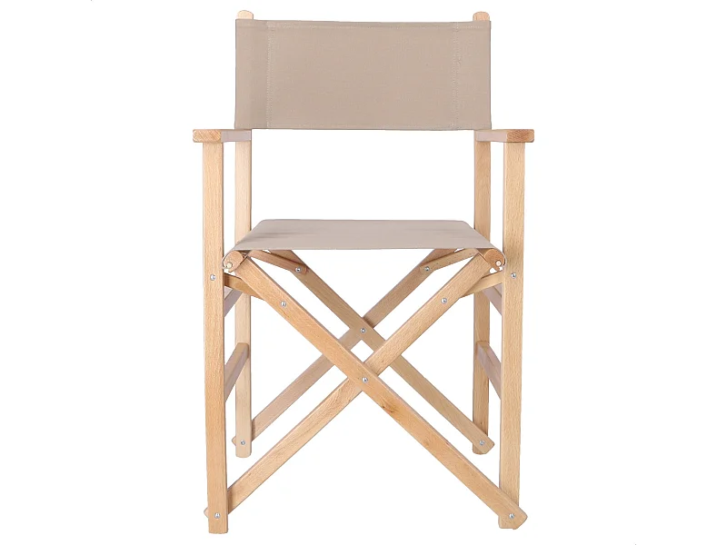 Chaise de réalisateur Sunset finition vernis, toile pierre, 51x46x86 cm