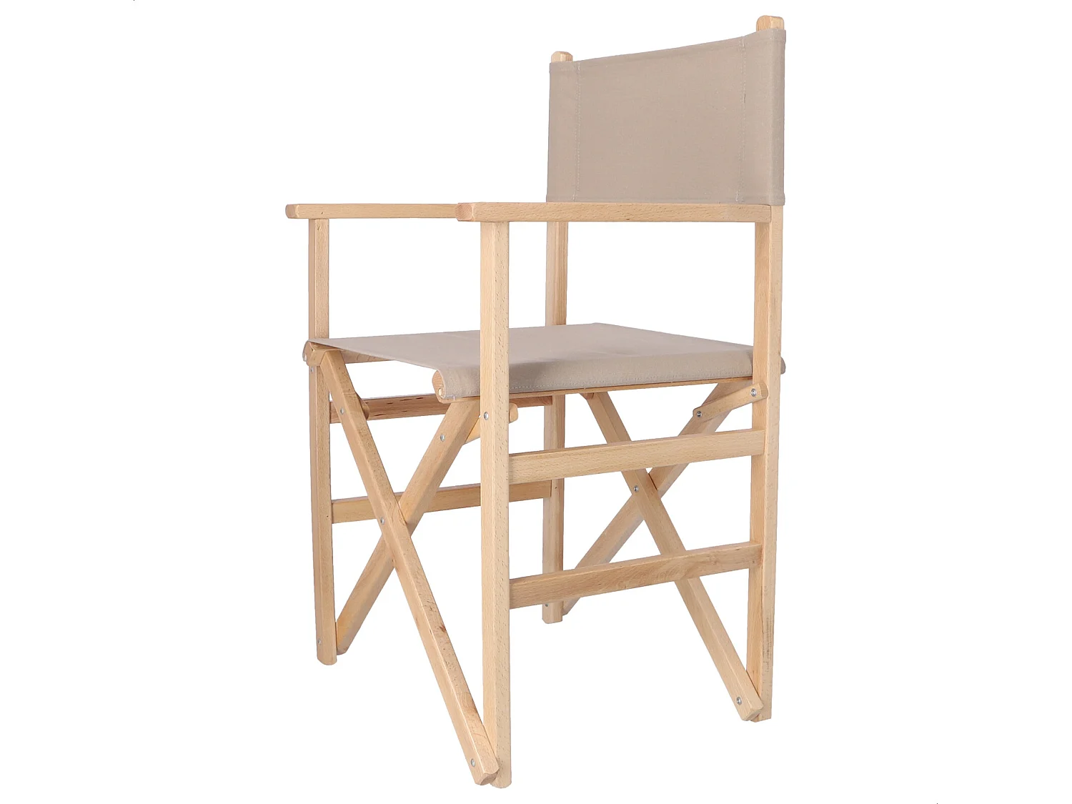 Chaise de réalisateur Sunset finition vernis, toile pierre, 51x46x86 cm