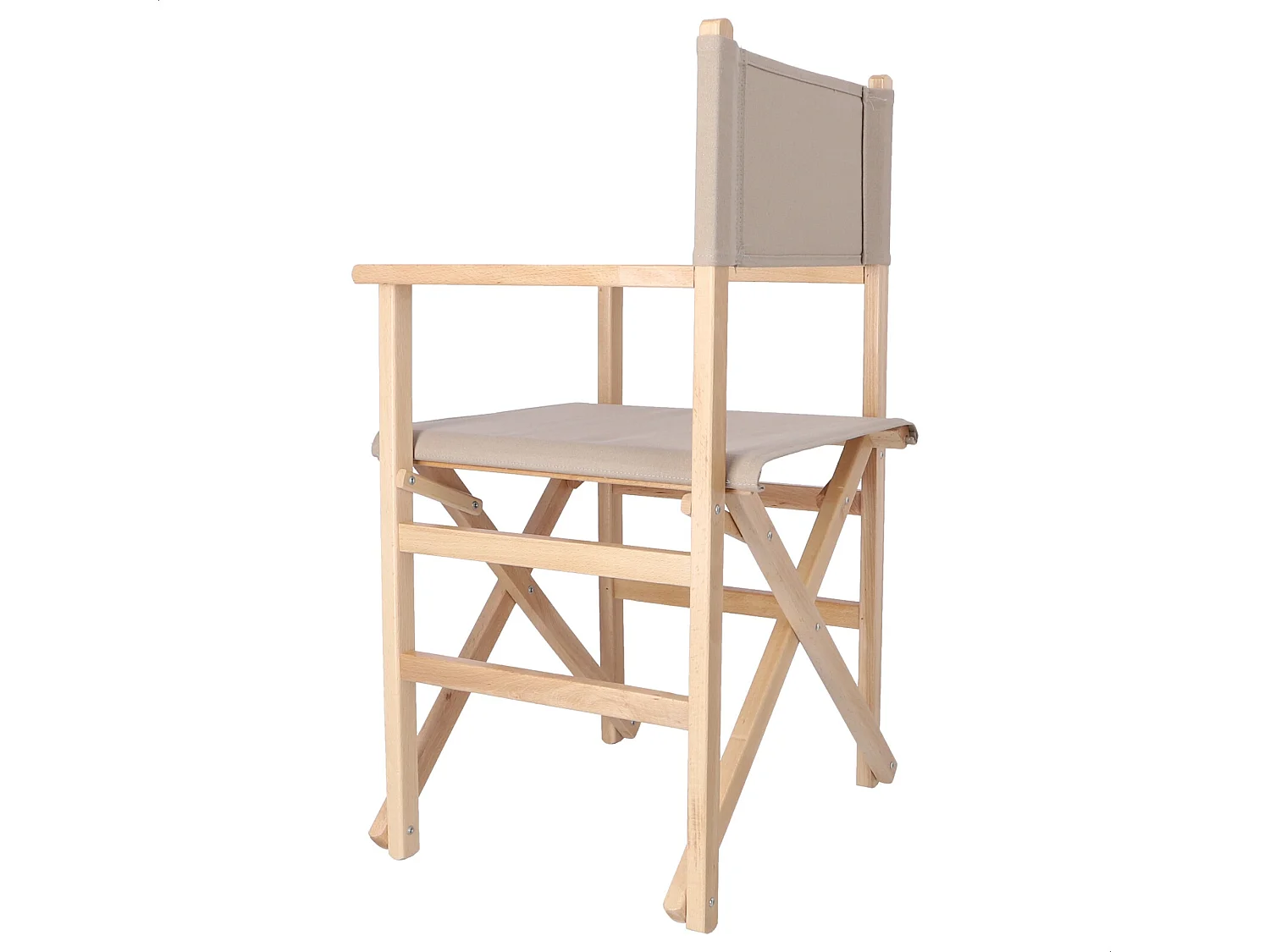 Chaise de réalisateur Sunset finition vernis, toile pierre, 51x46x86 cm