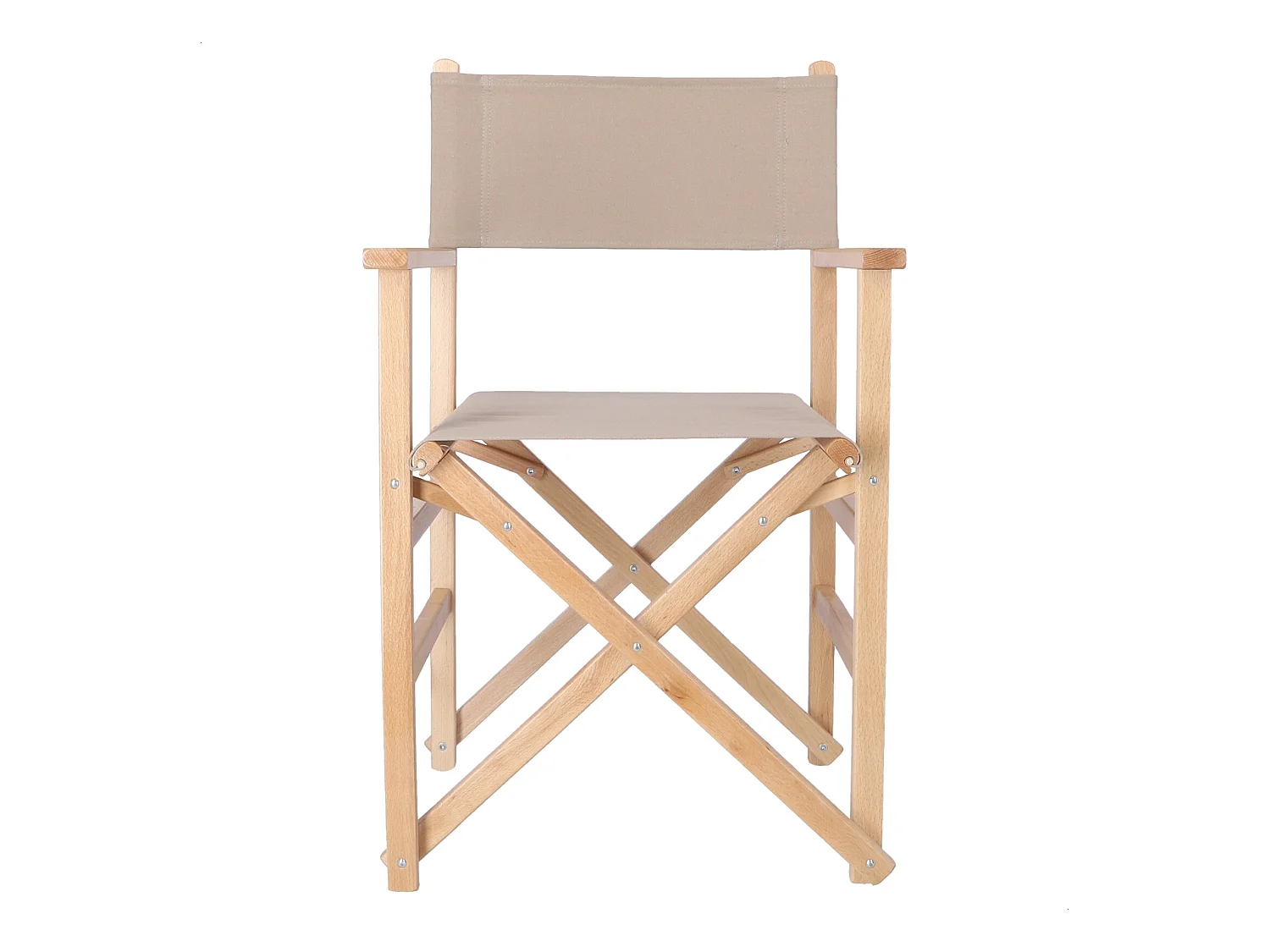 Chaise de réalisateur Sunset finition vernis, toile pierre, 51x46x86 cm